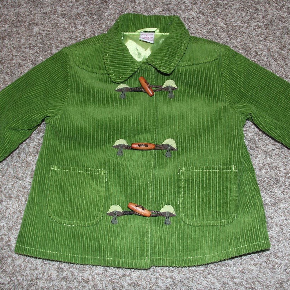 Gymboree Girls 2T Green Corduroy Jacket with Mushrooms and Toggles - Used